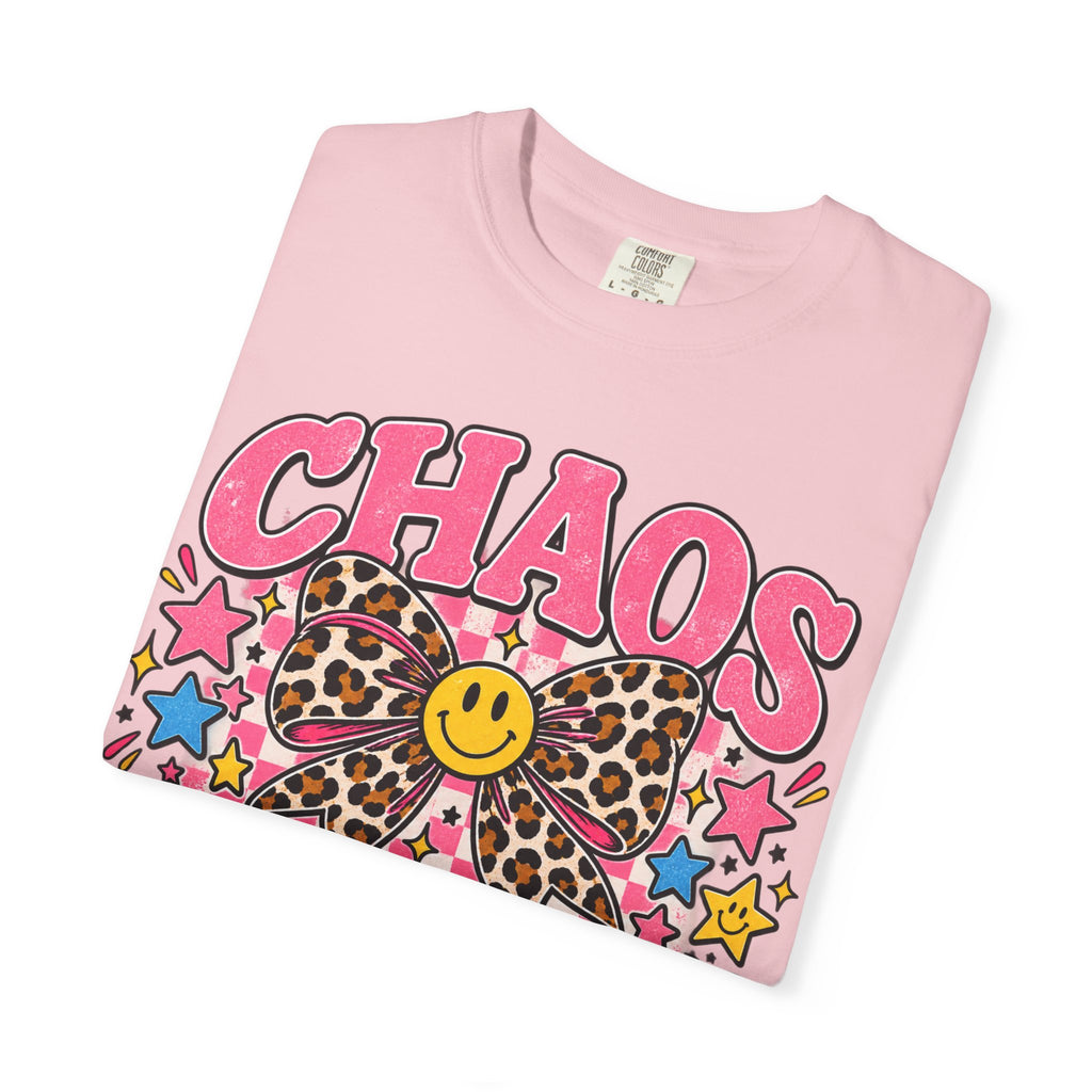 Chaos Coordinator T-Shirt — Cute Leopard Bow Smile Graphic Tee