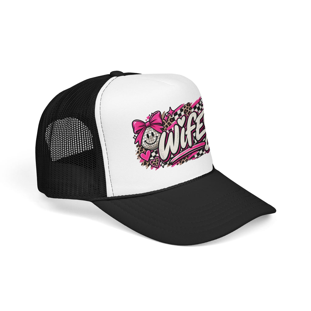 Wifey Foam Trucker Hat — Pink Retro Cherry Graphic Cap