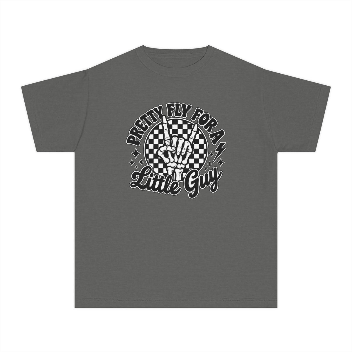 Youth Tee - "Pretty Fly for a Little Guy" Retro Checkered Peace Sign Design