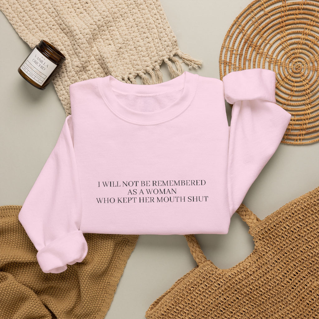 White Minimalist Crewneck Sweatshirt with Subtle Quote Print