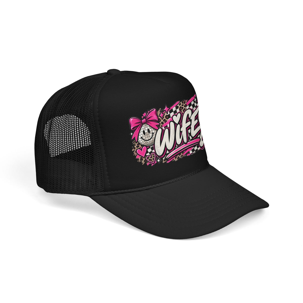 Wifey Foam Trucker Hat — Pink Retro Cherry Graphic Cap