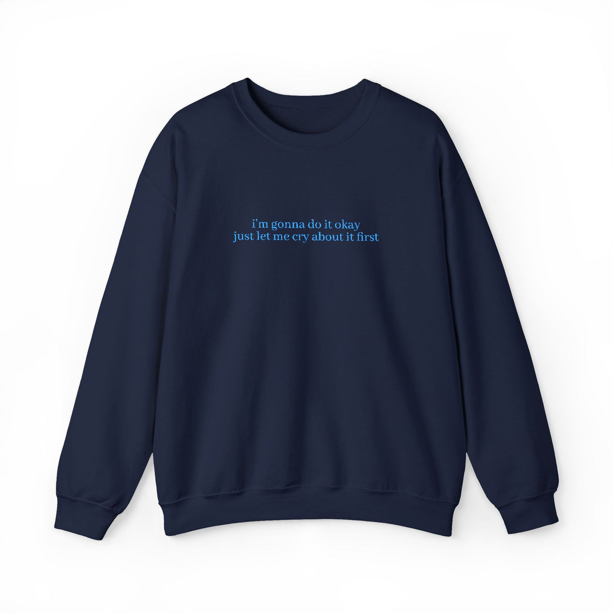 Minimalist Blue Script Crewneck Sweatshirt