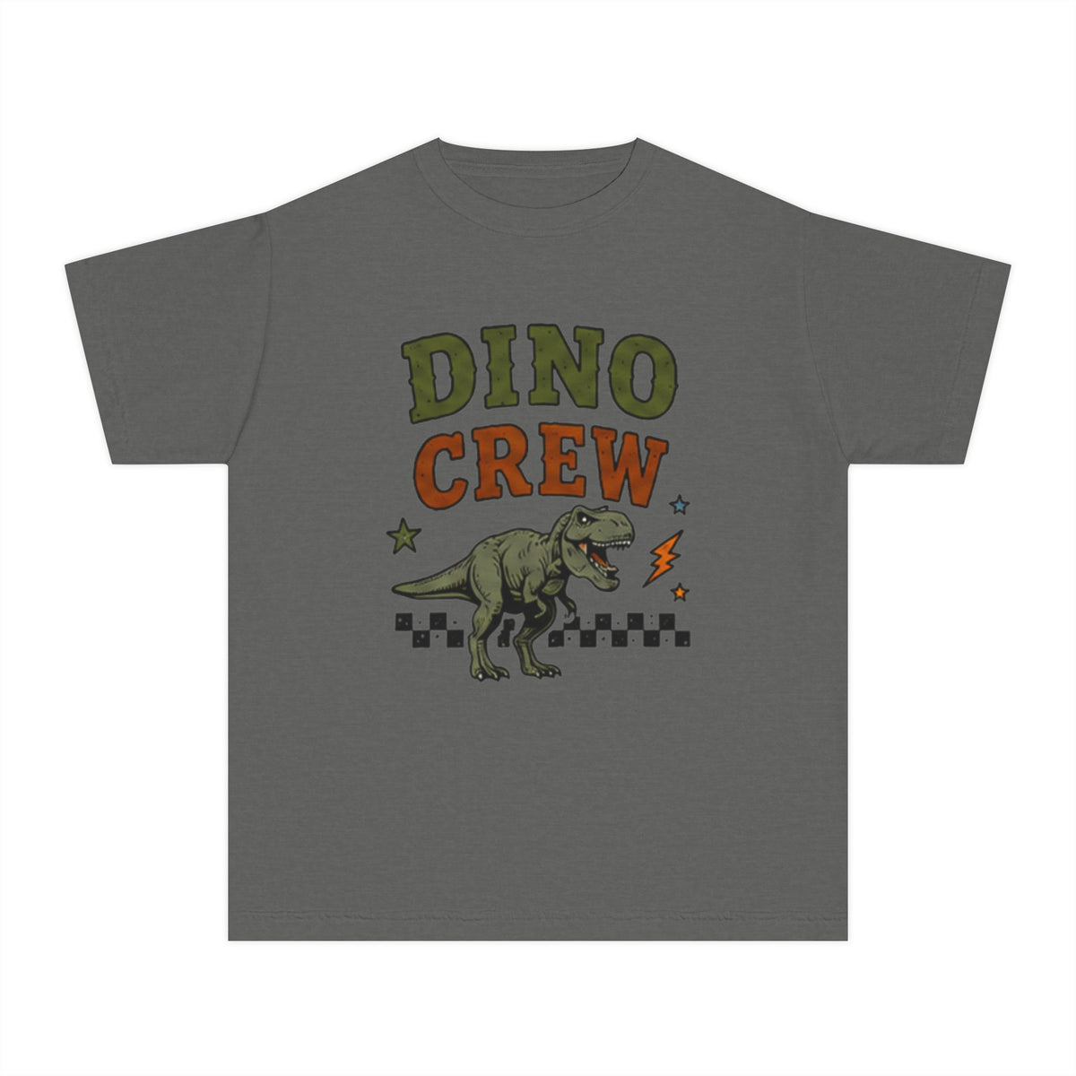 Dino Crew Youth Tee — Retro T‑Rex Graphic Shirt for Kids
