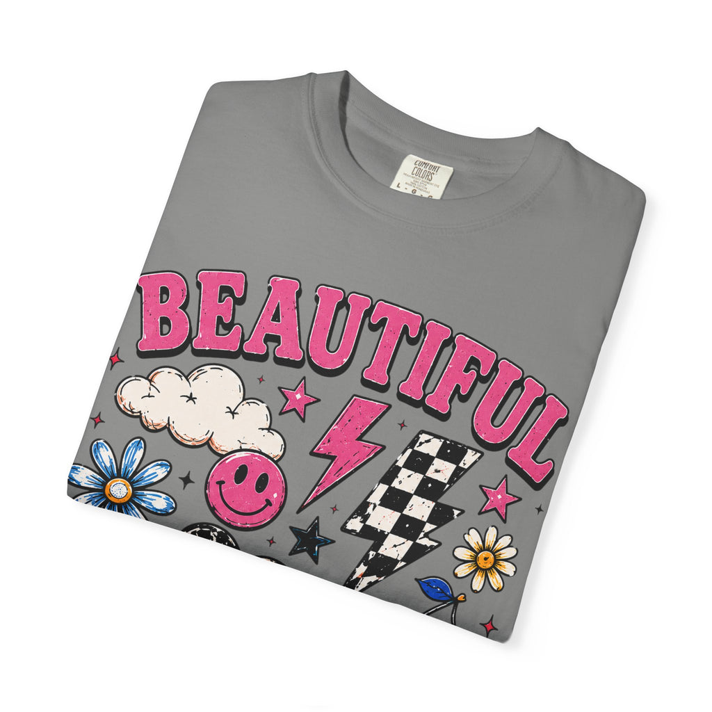 Beautiful Chaos Graphic T-Shirt — Retro Cute Patchwork Print
