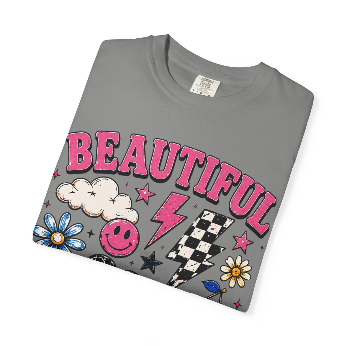 Beautiful Chaos Graphic T-Shirt — Retro Cute Patchwork Print