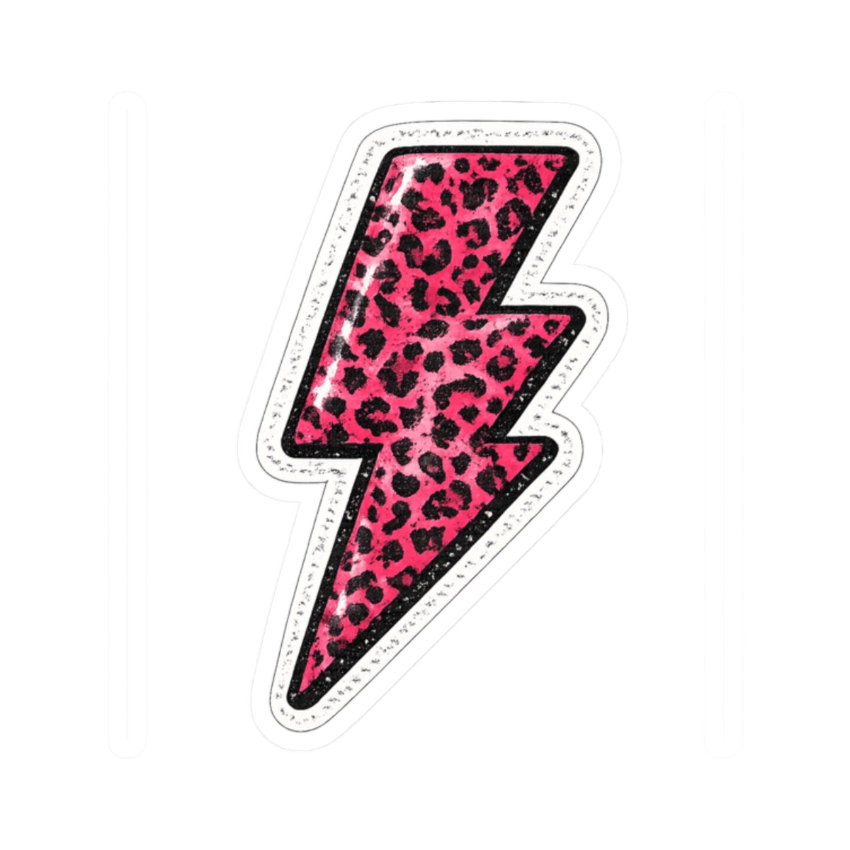 Pink Leopard Lightning Bolt Sticker — Kiss-Cut Vinyl Decal for Laptops & Water Bottles