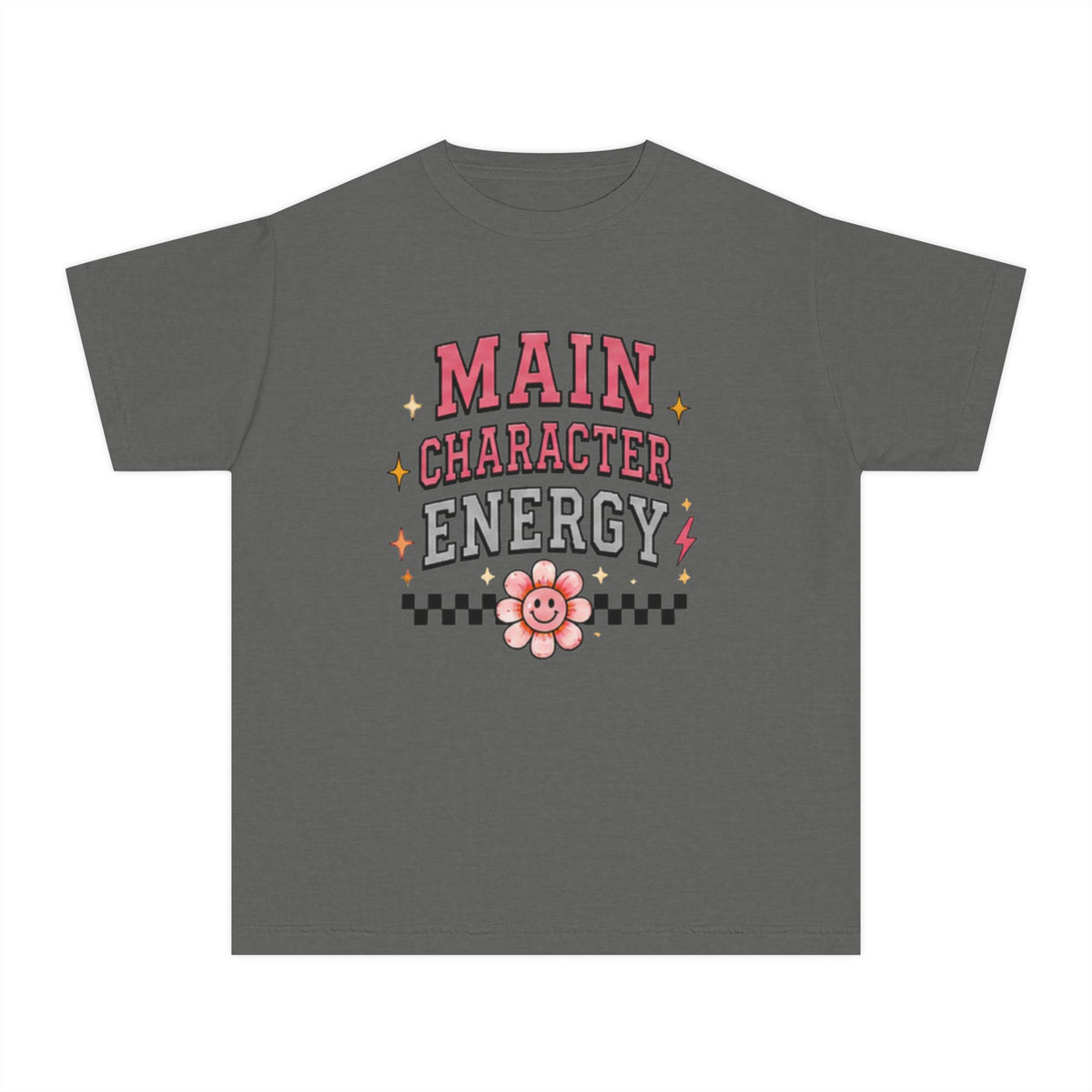 Main Character Energy Youth Tee — Cute Retro Floral Graphic Shirt