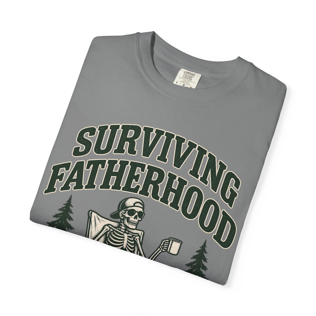 Surviving Fatherhood T-Shirt — 'One Day at a Time' Camping Dad Graphic Tee
