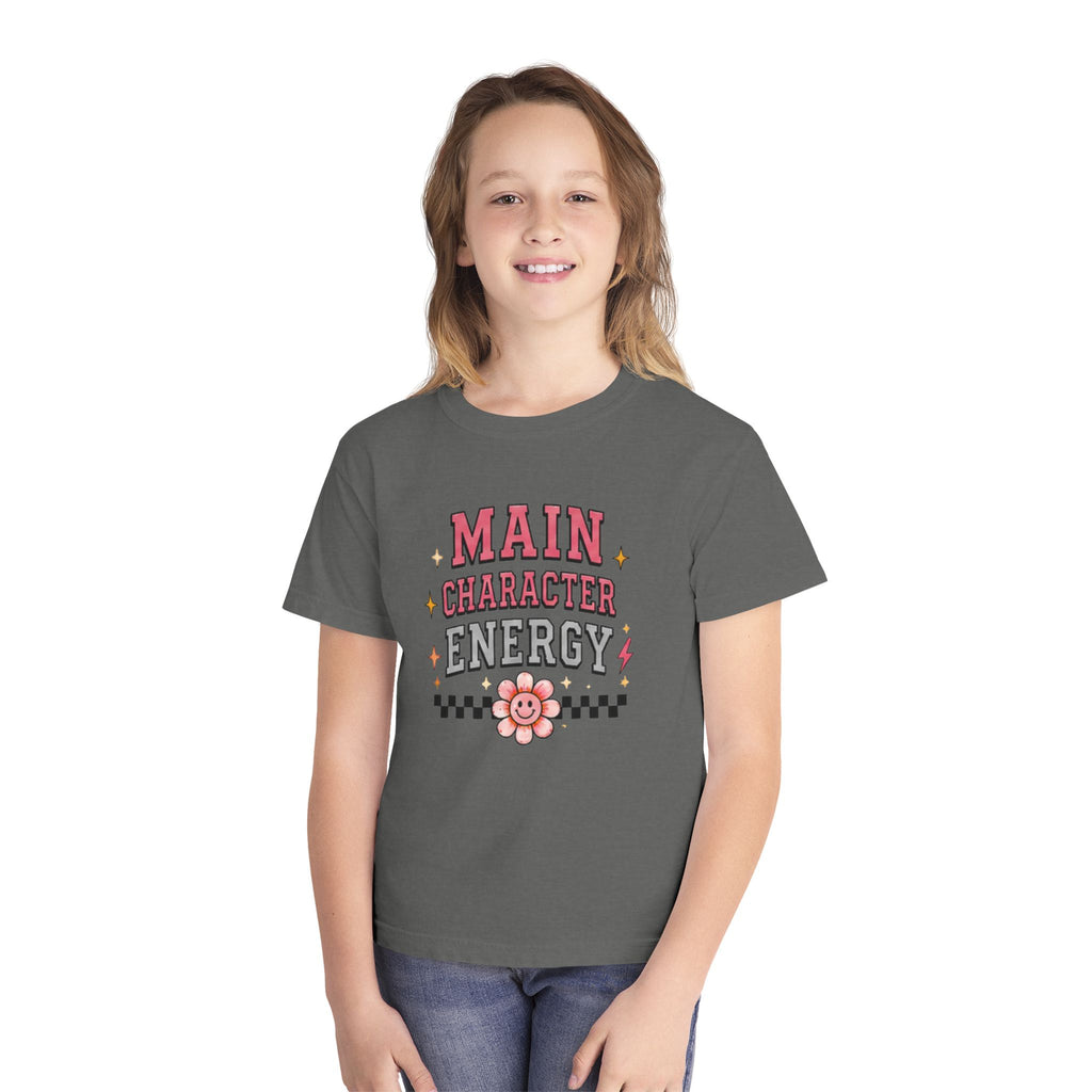 Main Character Energy Youth Tee — Cute Retro Floral Graphic Shirt
