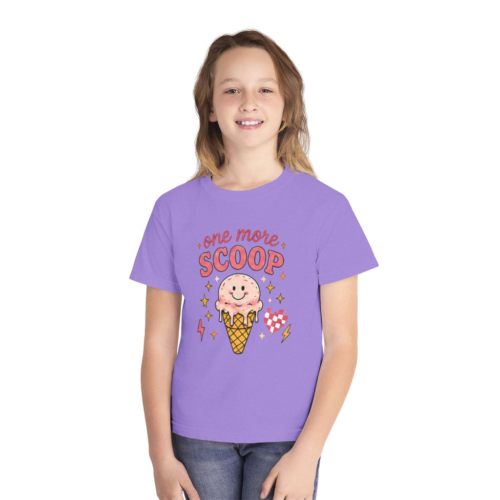 One More Scoop Youth Tee — Cute Ice Cream Graphic T-Shirt for Kids