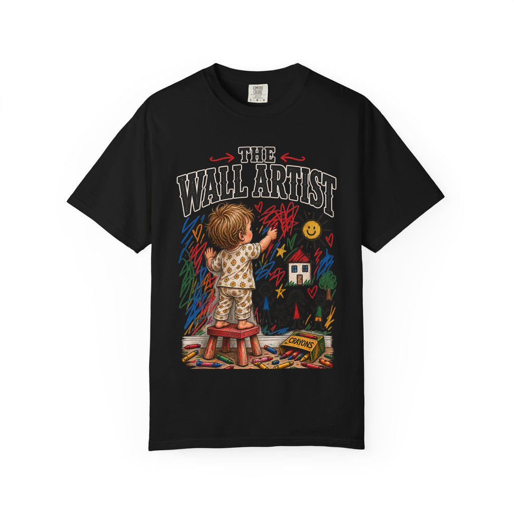 T-Shirt — "The Wall Artist" Kids Crayon Drawing Tee