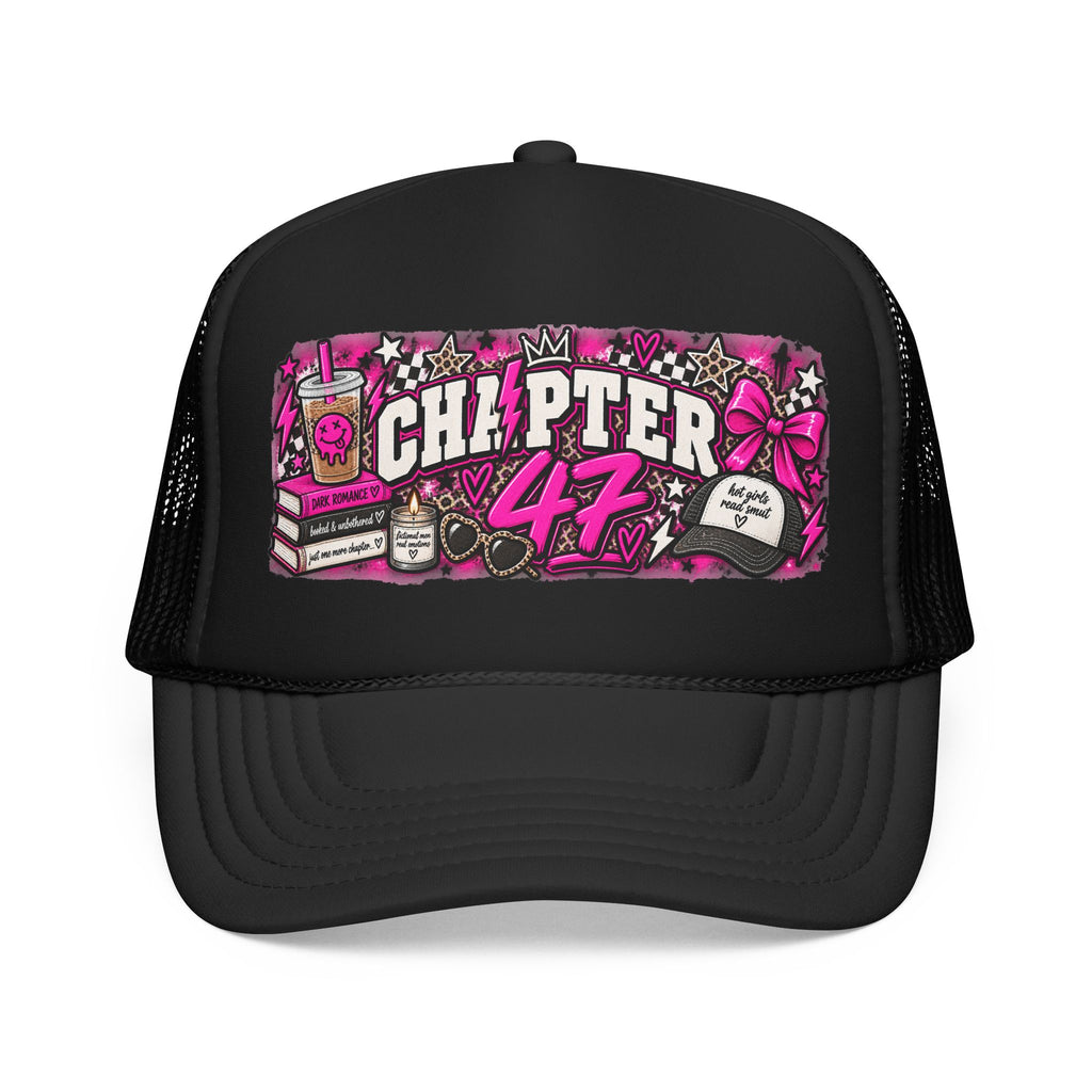 Foam Trucker Hat — “Chapter 47” Pink Doodle Patch Cap