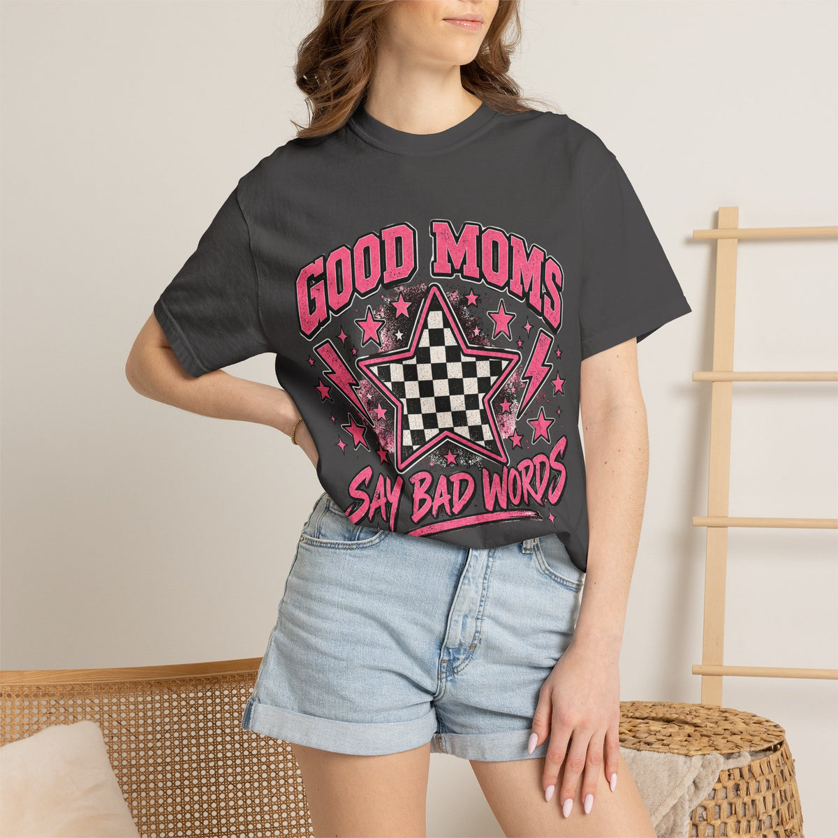 Good Moms Say Bad Words T-Shirt — Funny Retro Star Graphic Tee for Moms