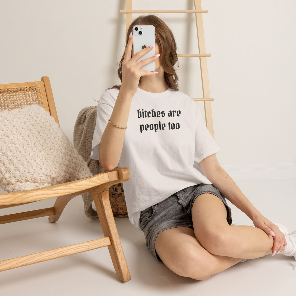 Graphic Tee — "bitches are people too" Feminist Statement Shirt