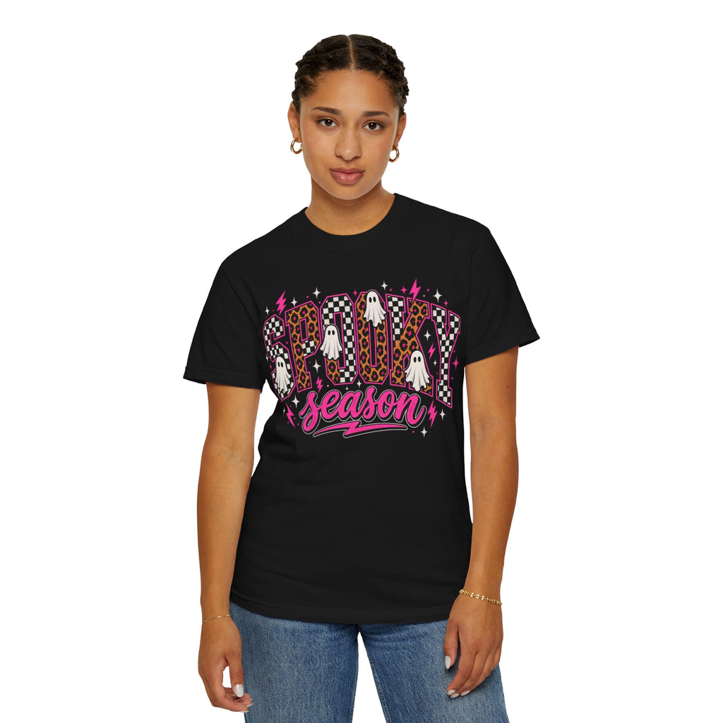 Spooky Season T-Shirt — Pink Leopard Ghosts Halloween Tee