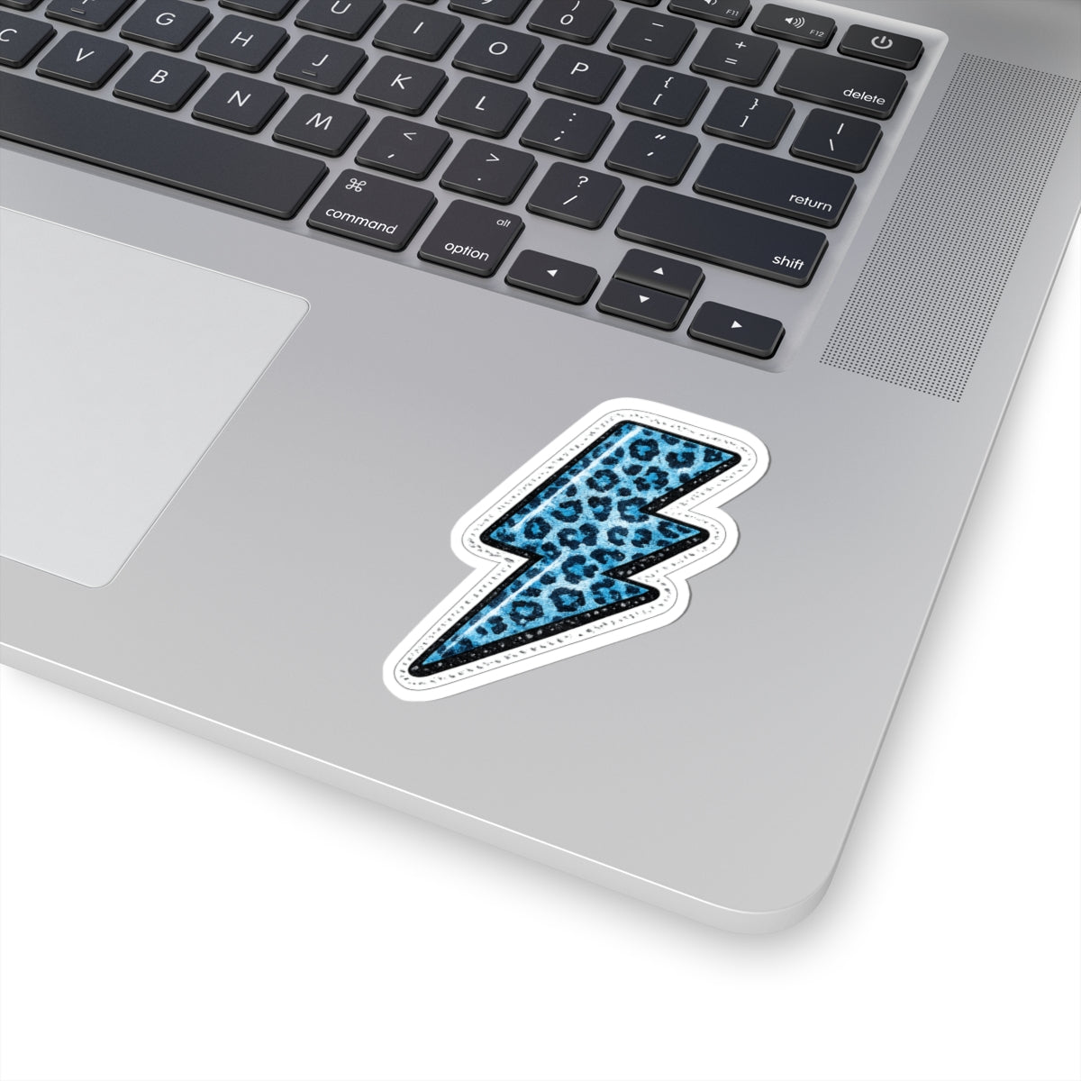 Blue Leopard Lightning Bolt Kiss-Cut Sticker