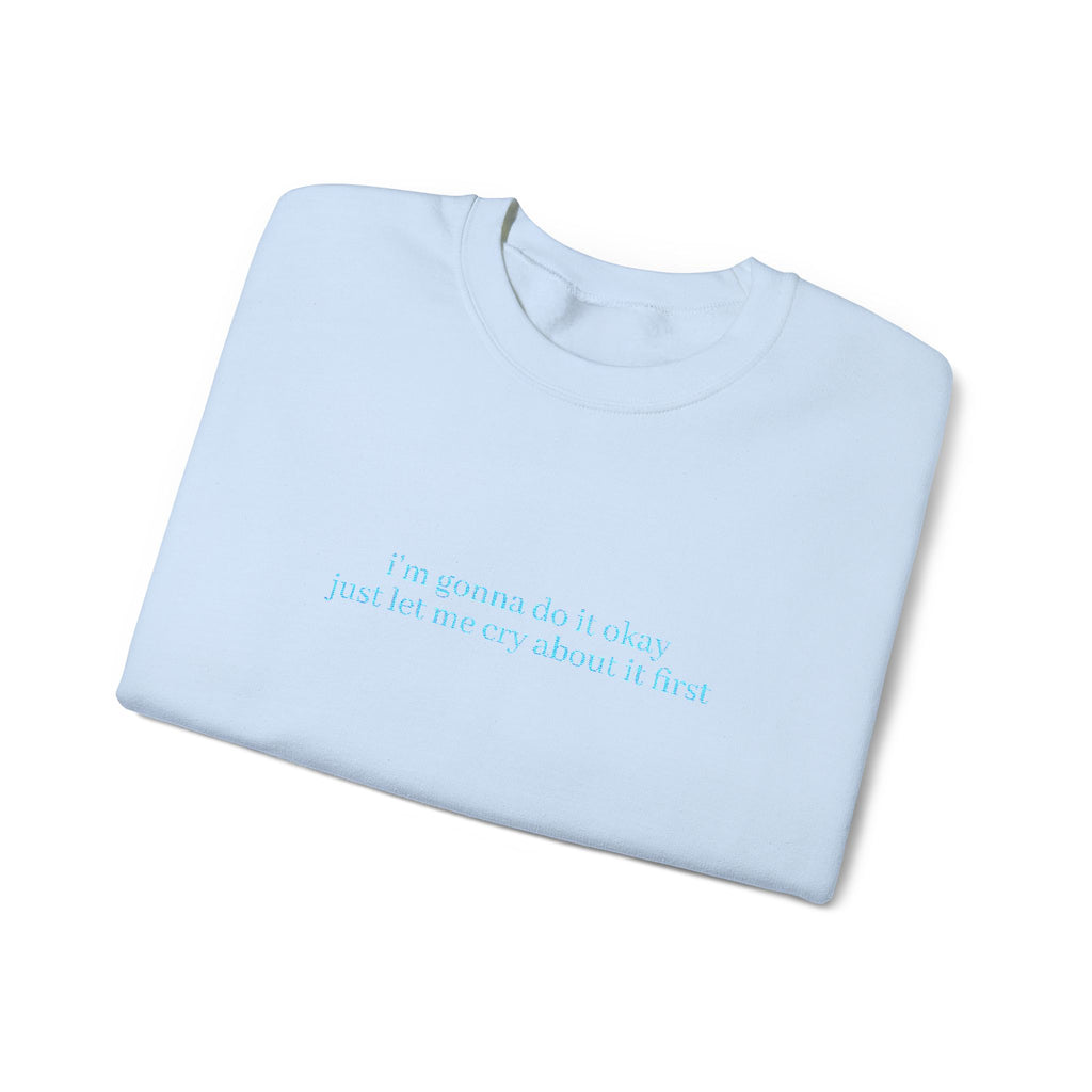 Minimalist Blue Script Crewneck Sweatshirt