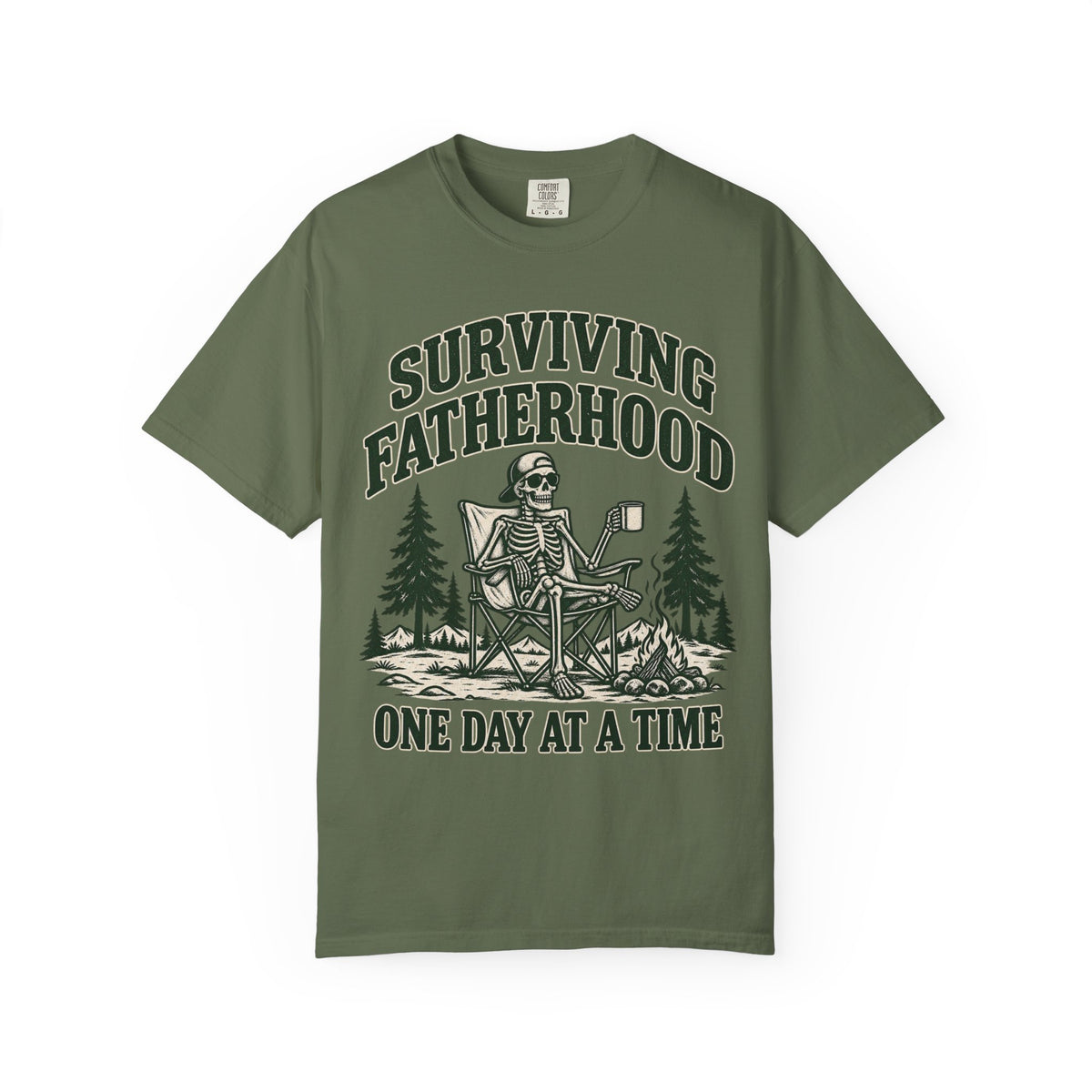 Surviving Fatherhood T-Shirt — 'One Day at a Time' Camping Dad Graphic Tee