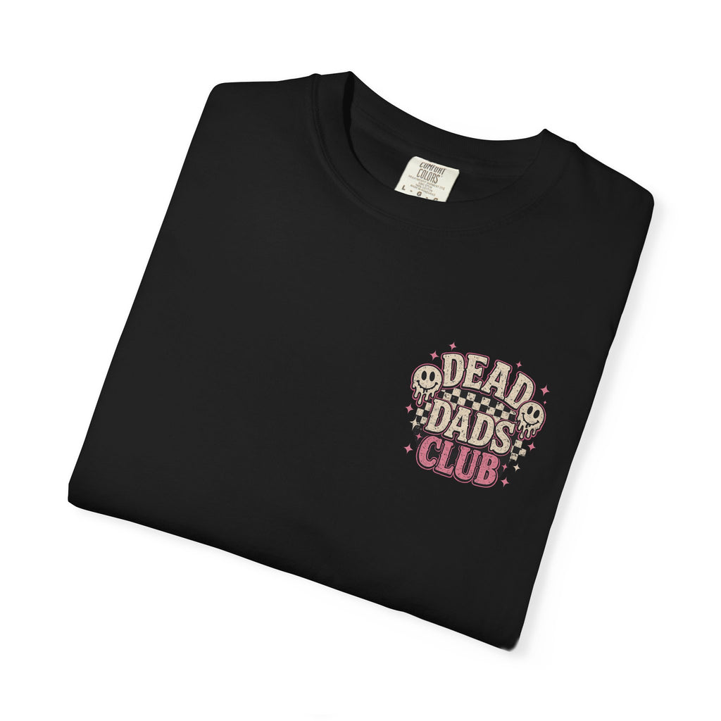 Dead Dads Club T-Shirt — Retro Skull Checkerboard Graphic