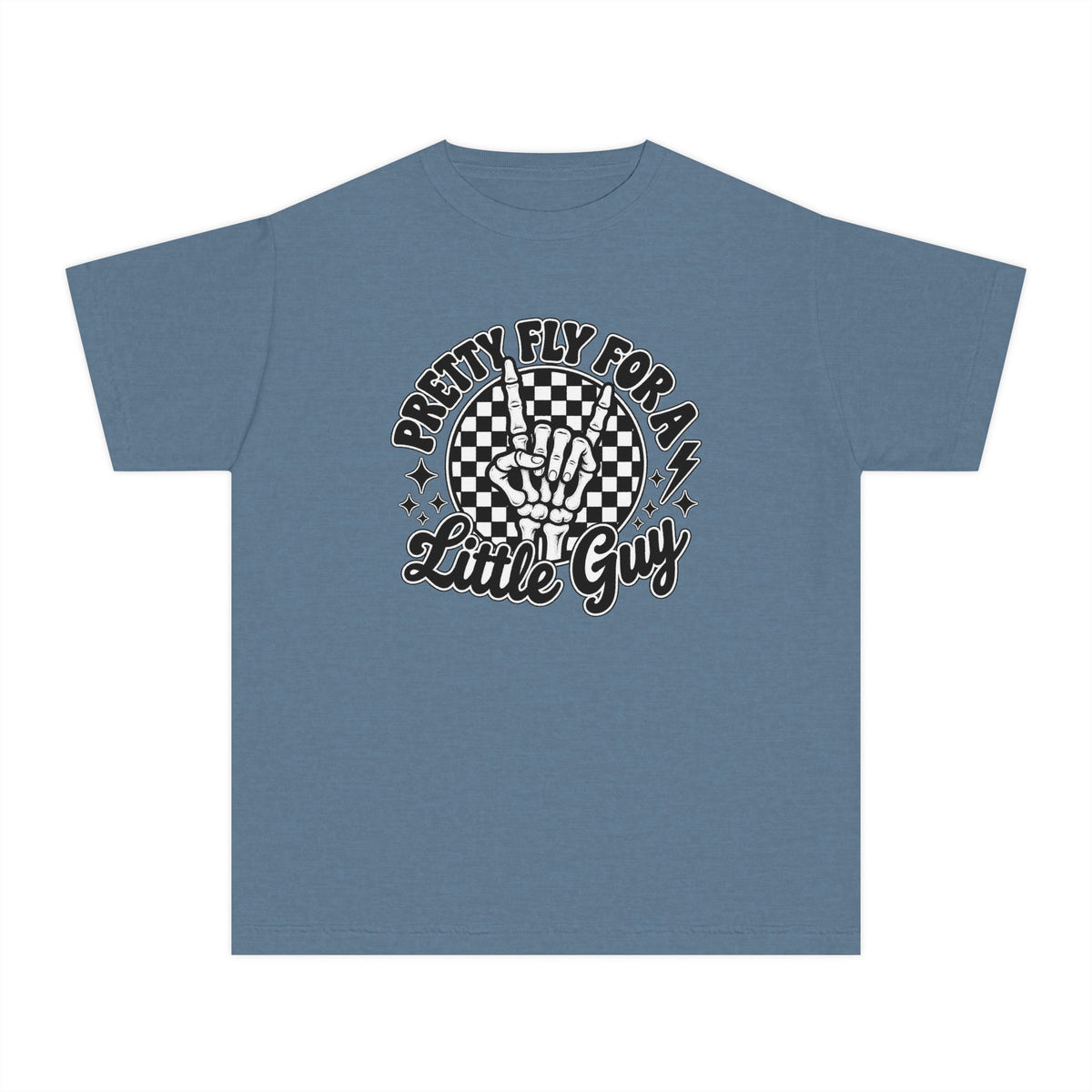 Youth Tee - "Pretty Fly for a Little Guy" Retro Checkered Peace Sign Design