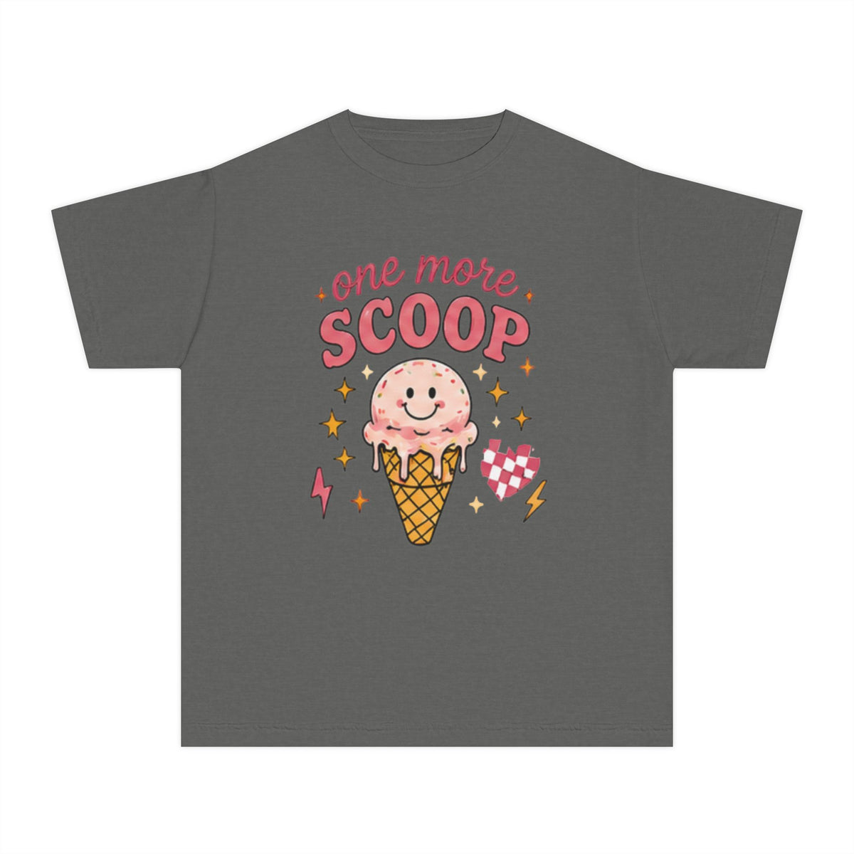 One More Scoop Youth Tee — Cute Ice Cream Graphic T-Shirt for Kids
