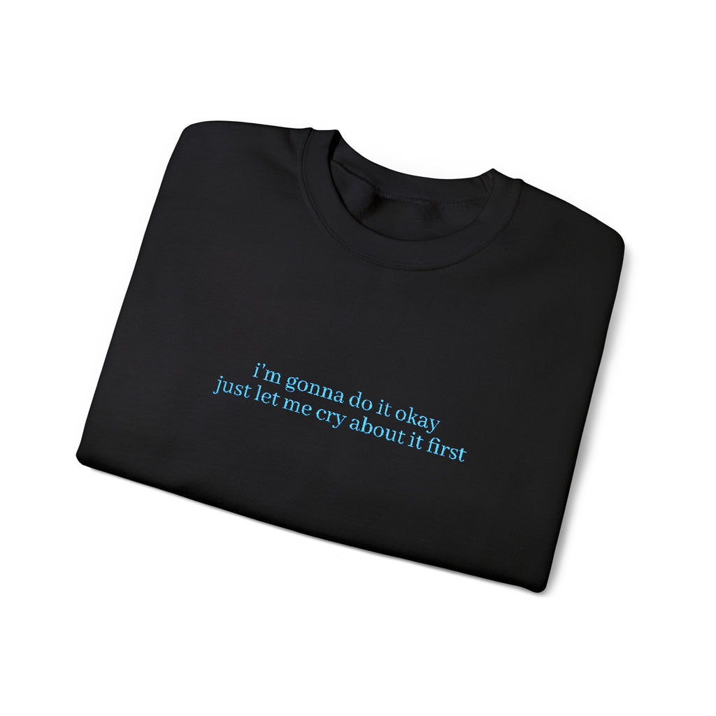 Minimalist Blue Script Crewneck Sweatshirt