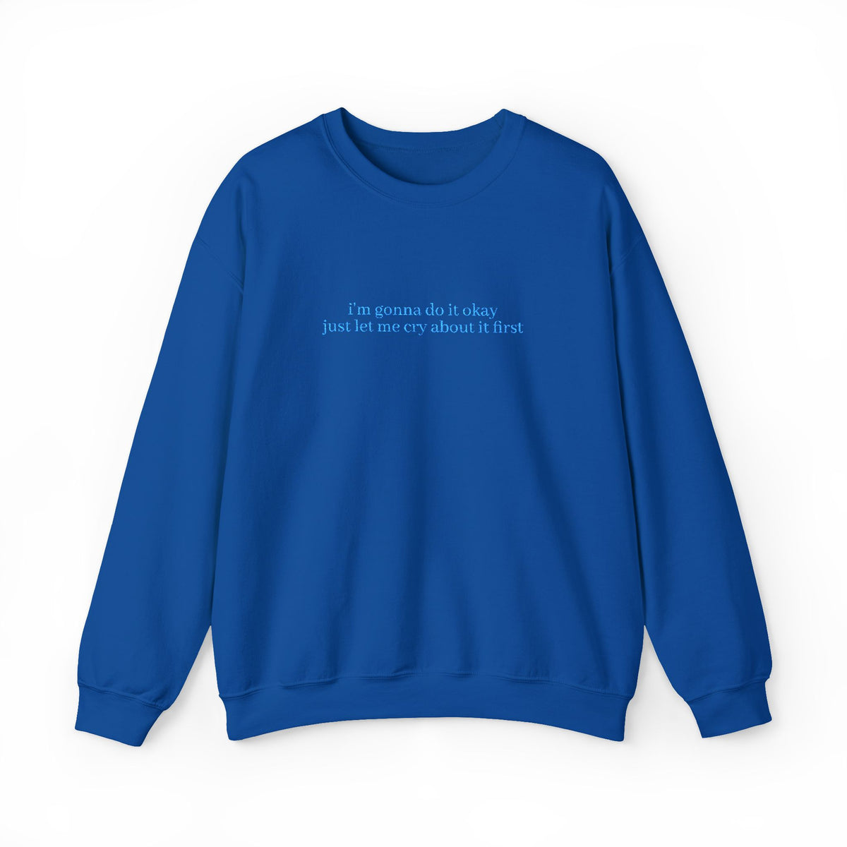 Minimalist Blue Script Crewneck Sweatshirt