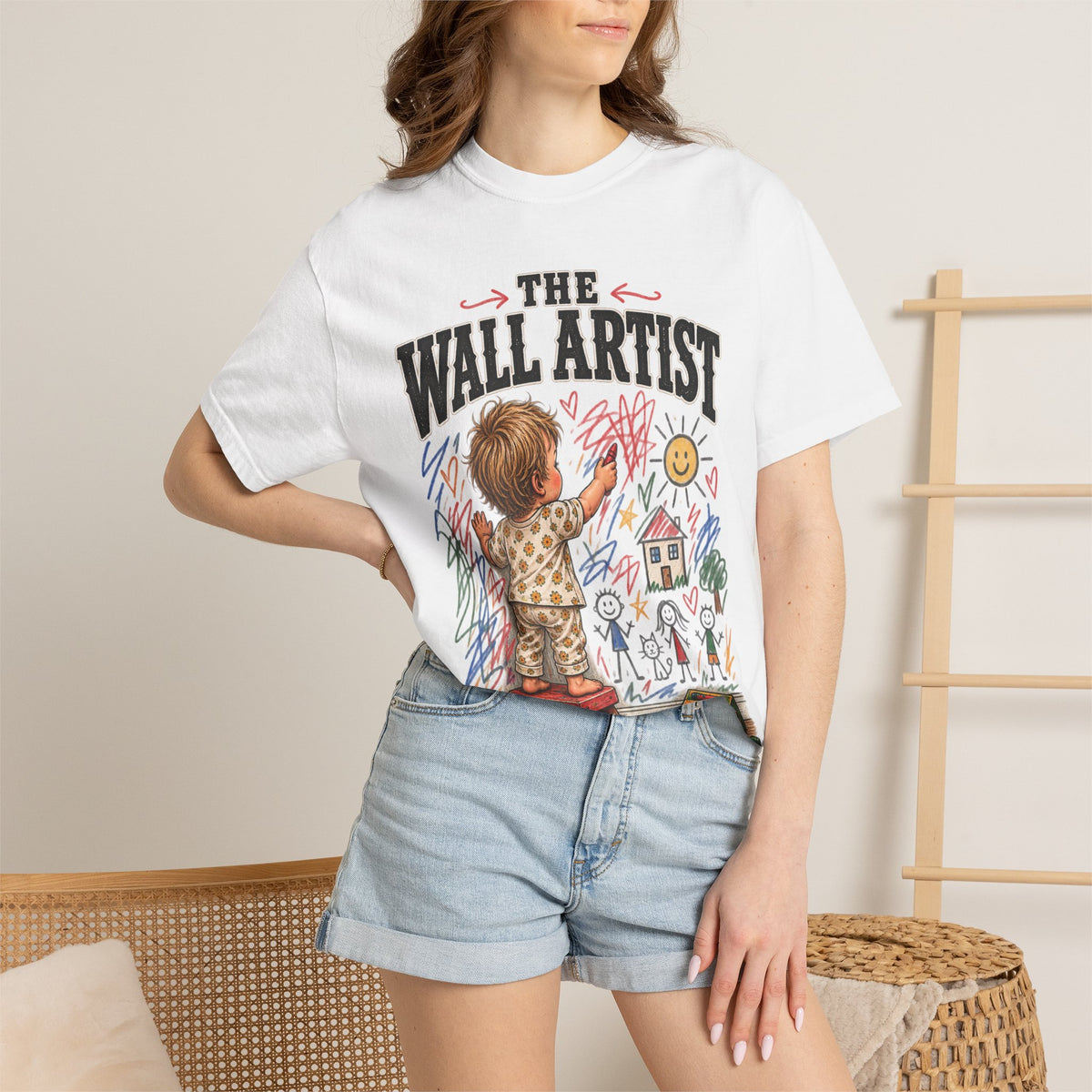T-Shirt — "The Wall Artist" Kids Crayon Drawing Tee