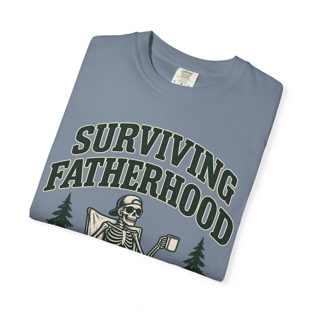 Surviving Fatherhood T-Shirt — 'One Day at a Time' Camping Dad Graphic Tee