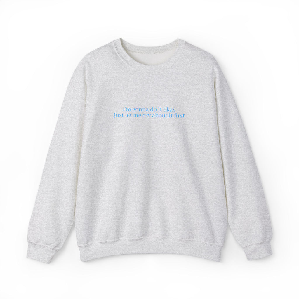 Minimalist Blue Script Crewneck Sweatshirt