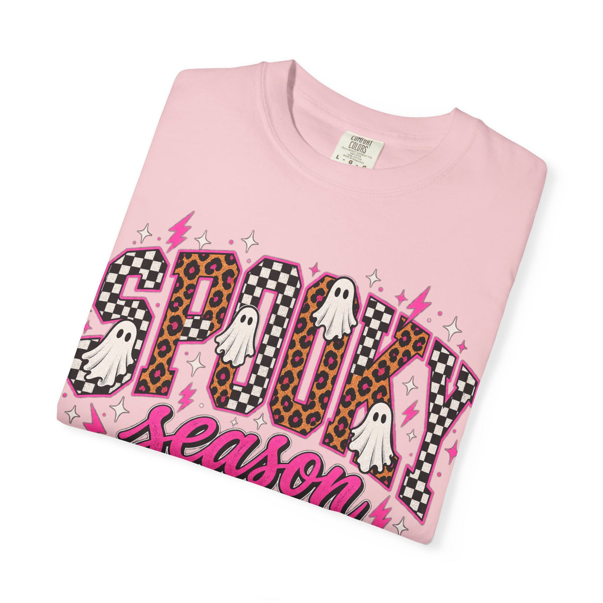 Spooky Season T-Shirt — Pink Leopard Ghosts Halloween Tee