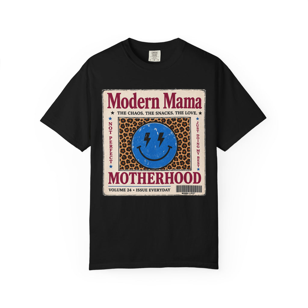 Modern Mama Motherhood T-Shirt — Vintage Smiley Leopard Graphic Tee for Moms